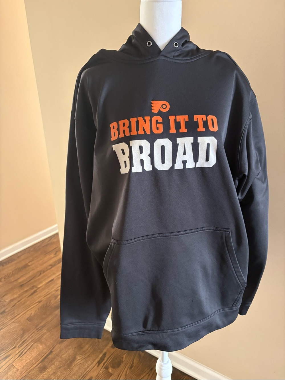 Sport-Tek Black Hoodie with Orange and White "Bring It To Broad" Men’s 2XL